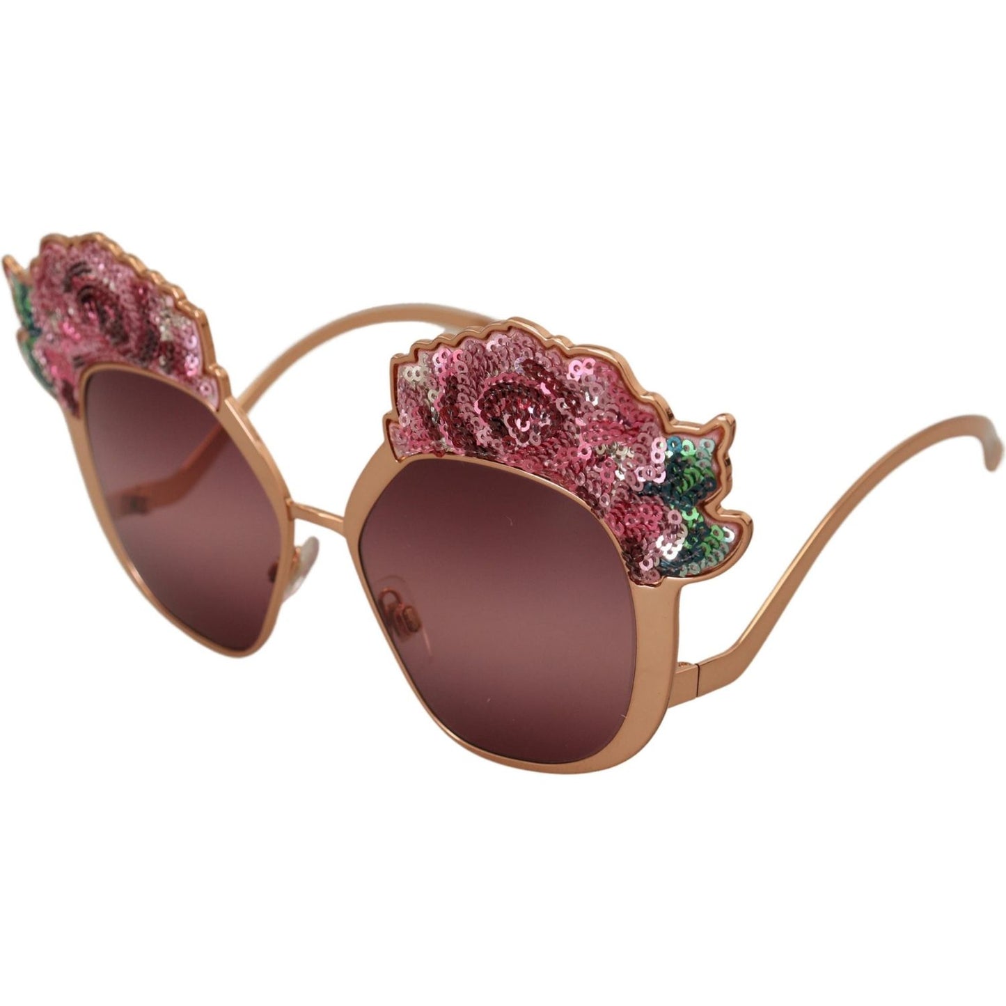 Dolce & Gabbana Chic Rose Sequin Embroidered Sunglasses Dolce & Gabbana Sienna