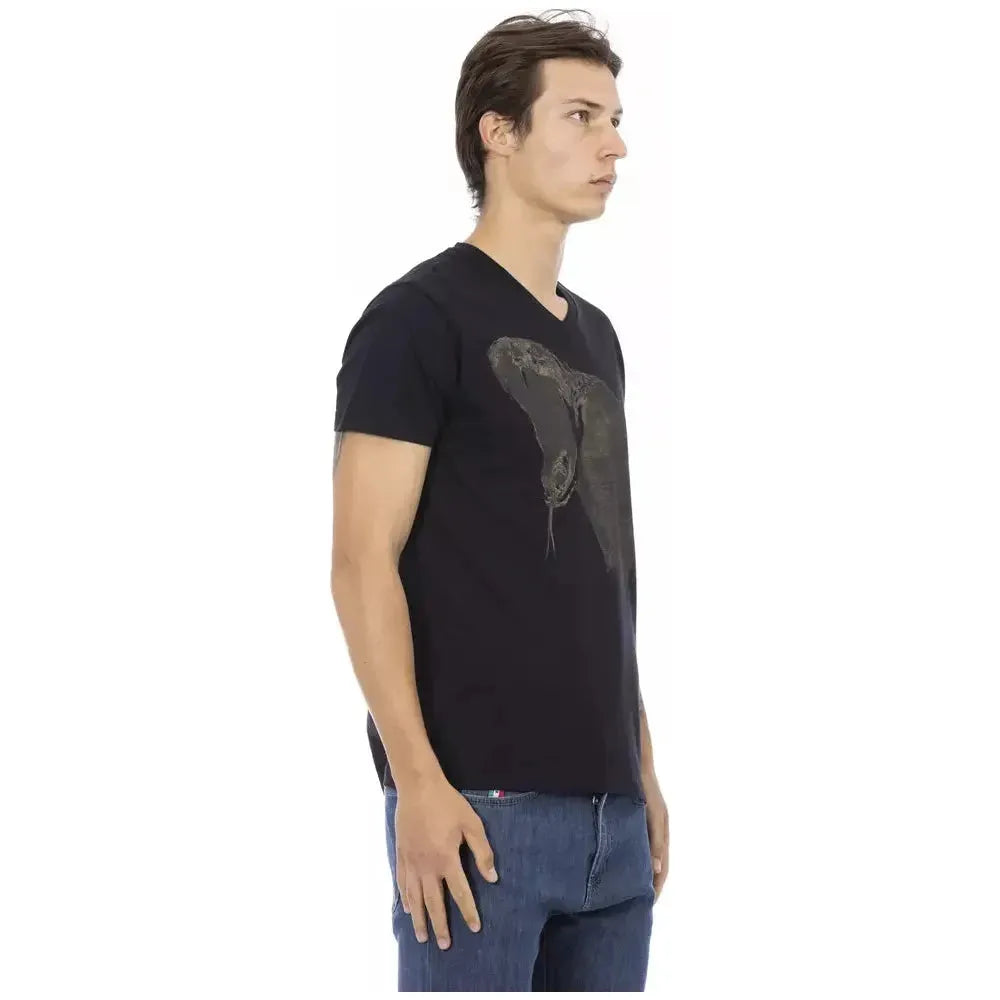 Trussardi Action Black Cotton Men T-Shirt Trussardi Action Tan