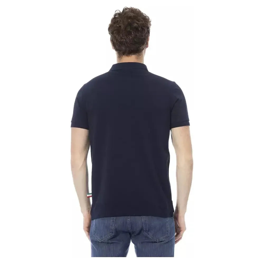 Baldinini Trend Blue Cotton Men Polo Baldinini Trend Dark Slate Gray