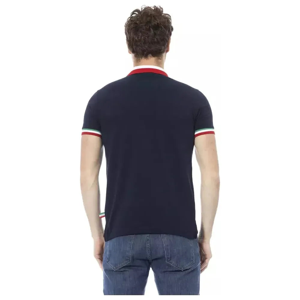 Baldinini Trend Blue Cotton Men Polo Shirt Baldinini Trend Dark Slate Gray