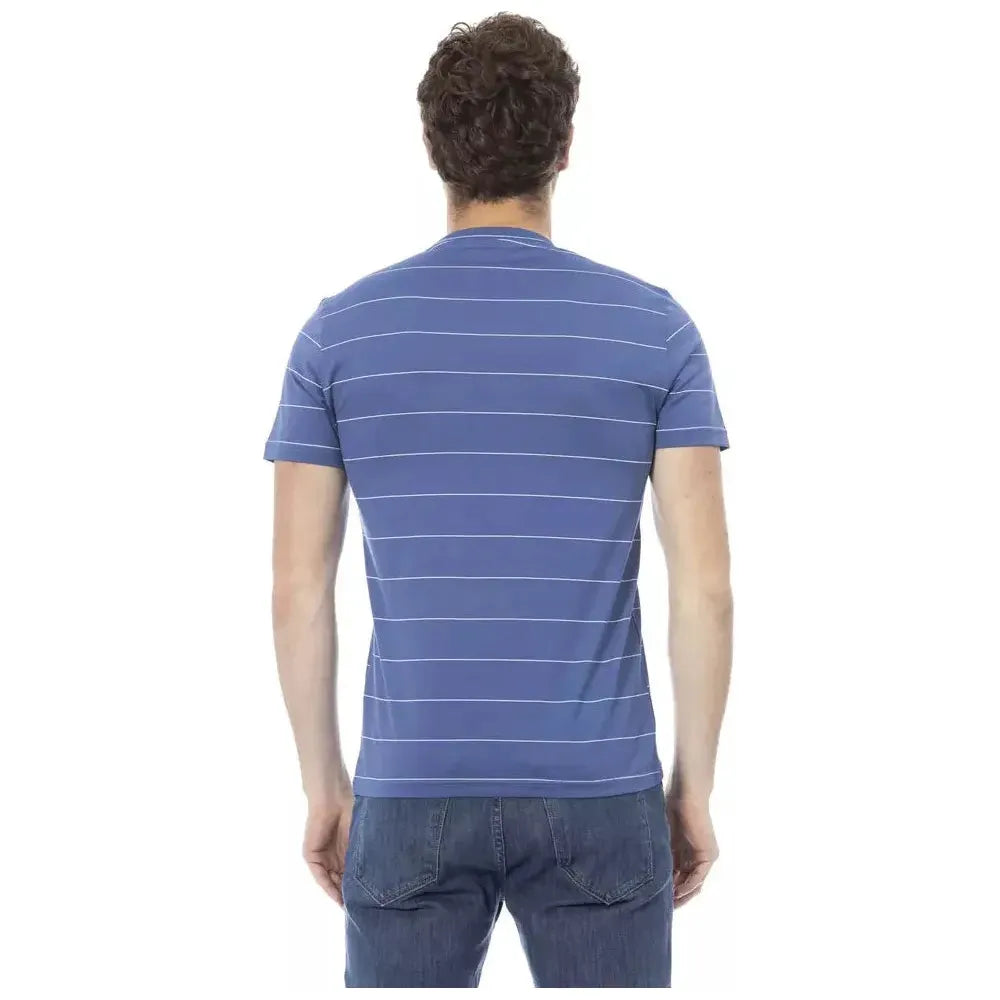 Baldinini Trend Blue Cotton Men T-Shirt Baldinini Trend Slate Gray