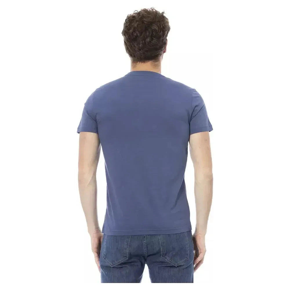 Baldinini Trend Blue Cotton Men T-Shirt Baldinini Trend Dim Gray