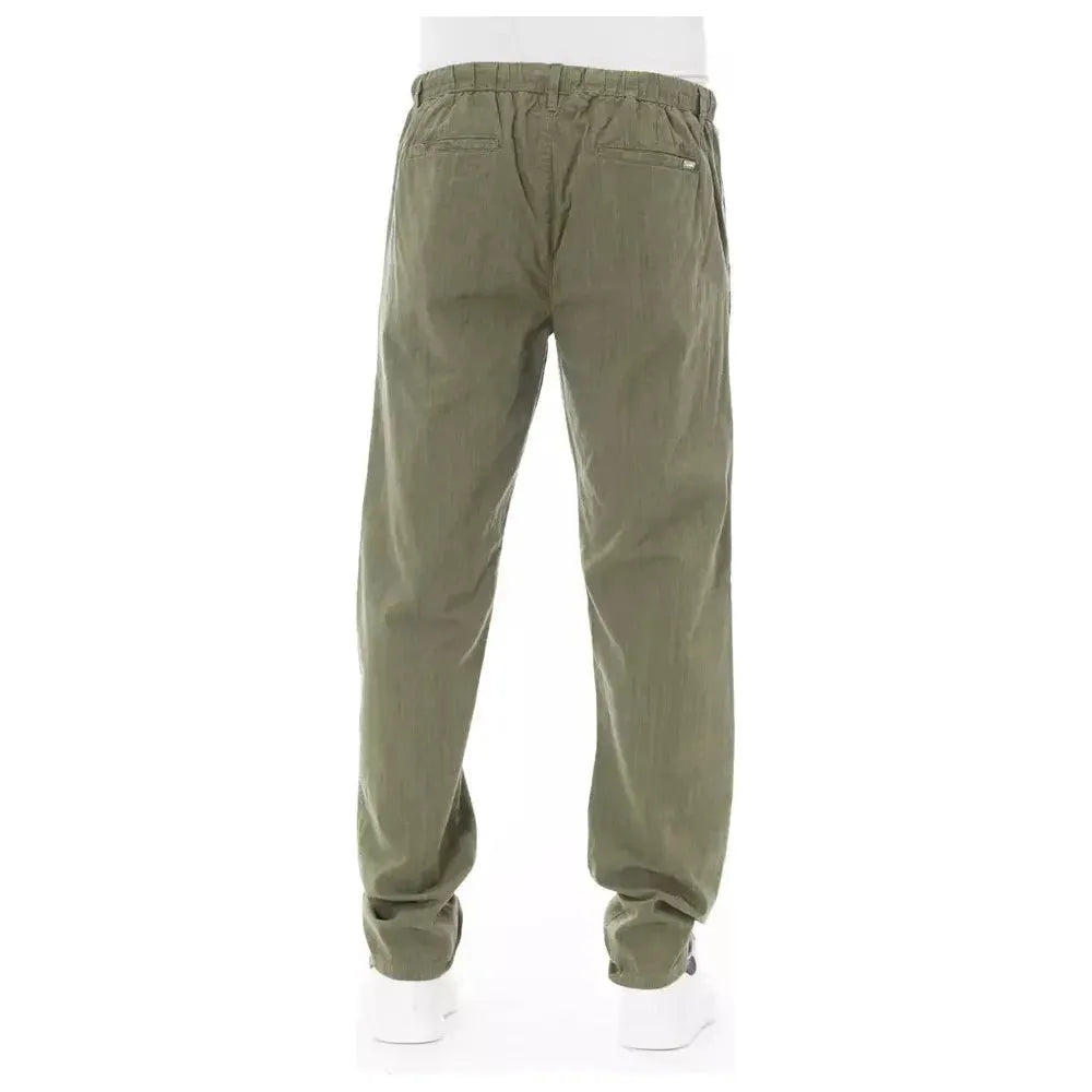 Baldinini Trend Army Cotton Men Chino Trouser Baldinini Trend Dim Gray