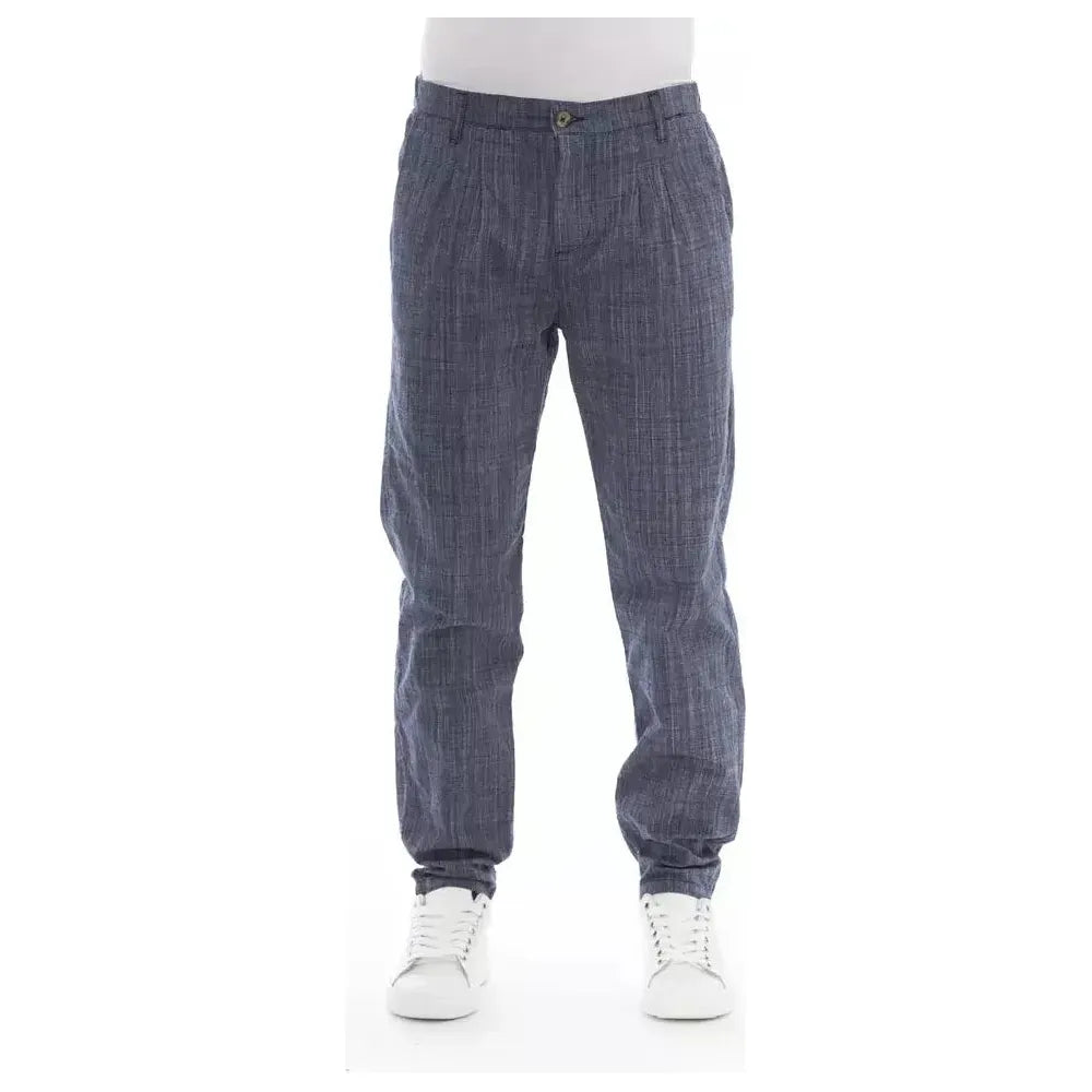 Baldinini Trend Blue Cotton Men Chino Pant Baldinini Trend Dim Gray