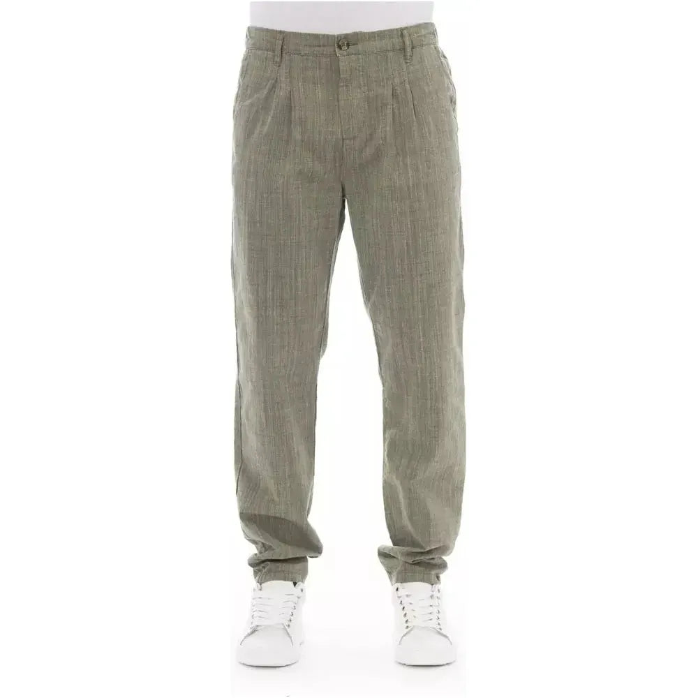 Baldinini Trend Army Cotton Men Chino Trousers Baldinini Trend Slate Gray