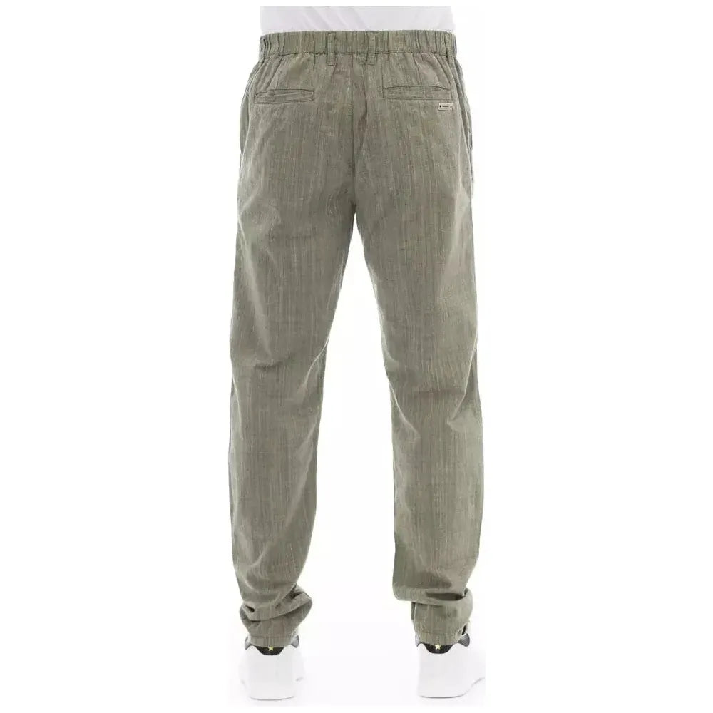 Baldinini Trend Army Cotton Men Chino Trousers Baldinini Trend Slate Gray