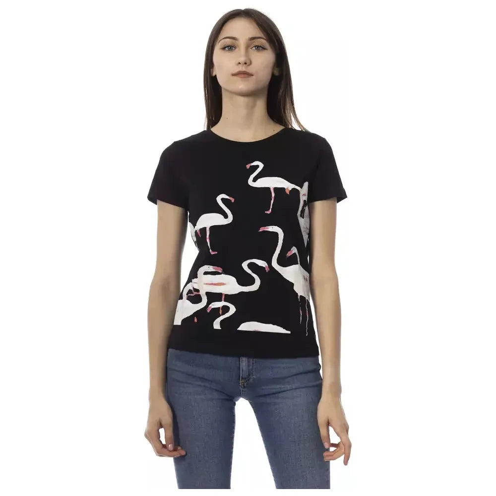 Trussardi Action Chic Black Short Sleeve Round Neck Tee Trussardi Action Tan