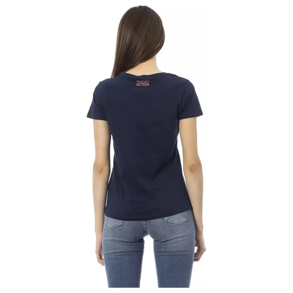 Trussardi Action Blue Cotton Women T-Shirt Trussardi Action Dark Slate Gray