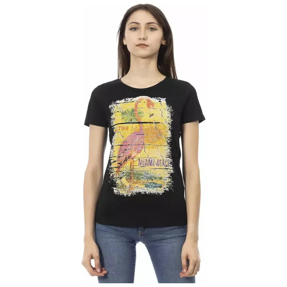 Trussardi Action Black Cotton Women T-Shirt Trussardi Action Tan