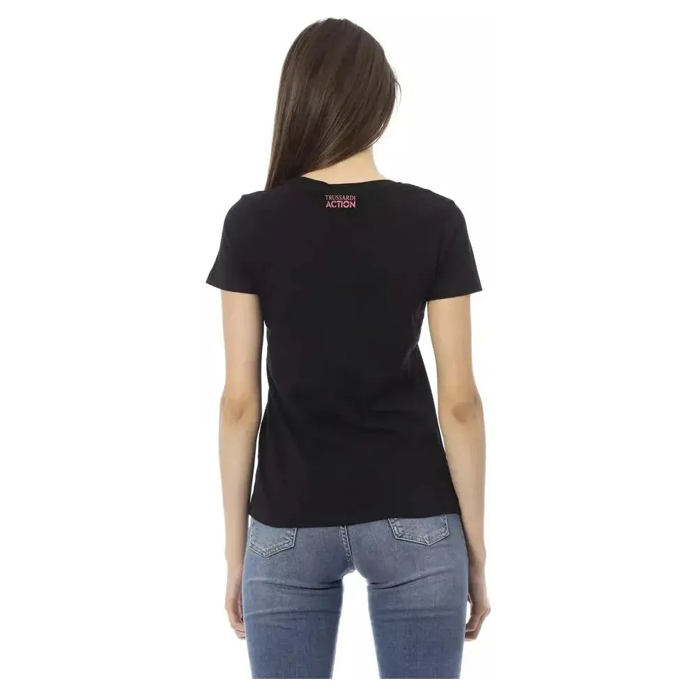 Trussardi Action Black Cotton Women T-Shirt Trussardi Action Dark Slate Gray