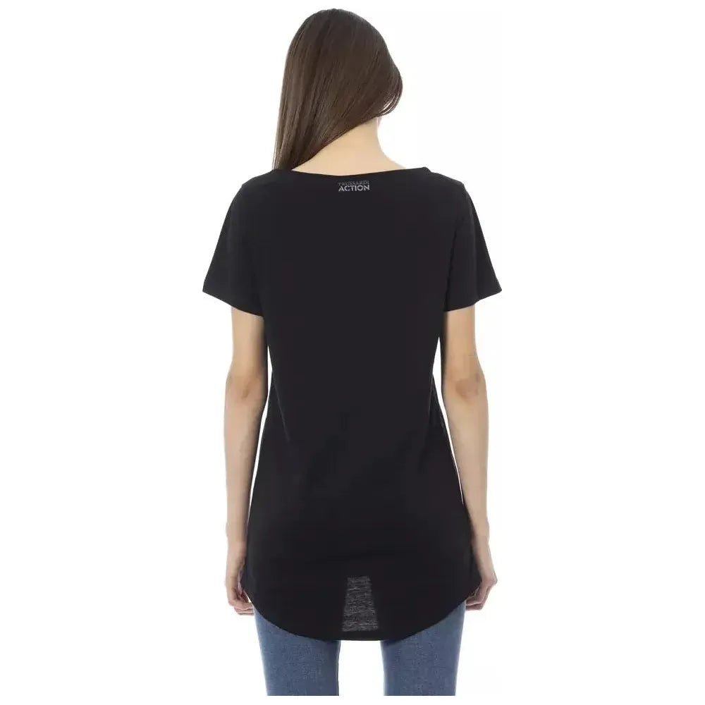 Trussardi Action Black Cotton Women T-Shirt Trussardi Action Dark Slate Gray