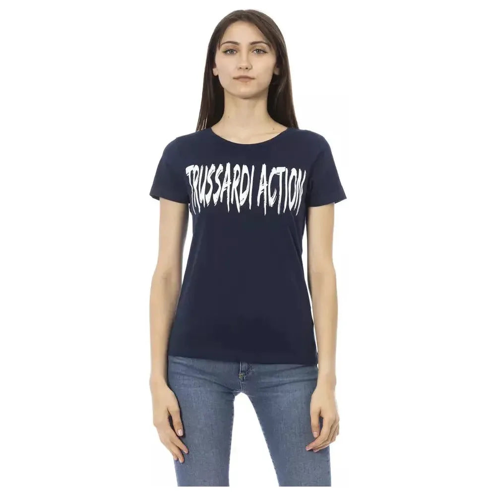 Trussardi Action Blue Cotton Women T-Shirt Trussardi Action Dark Slate Gray