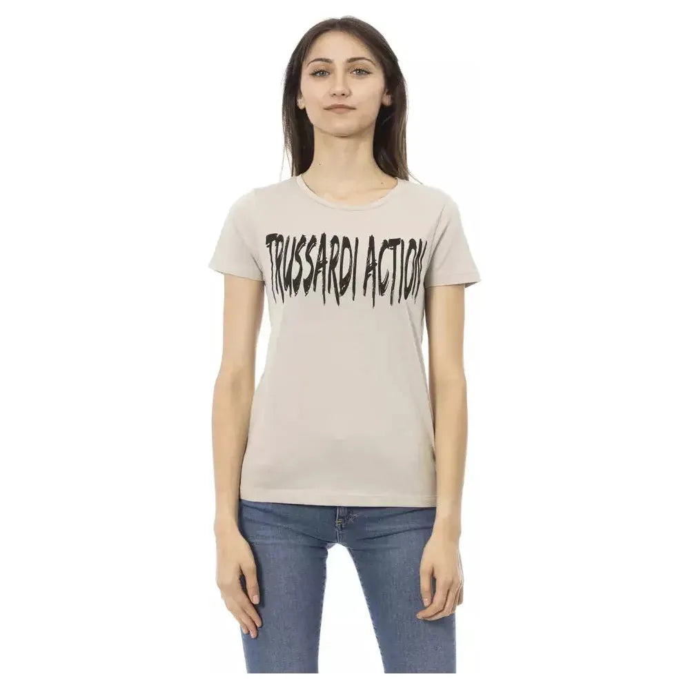 Trussardi Action Beige Cotton Women T-Shirt Trussardi Action Gray