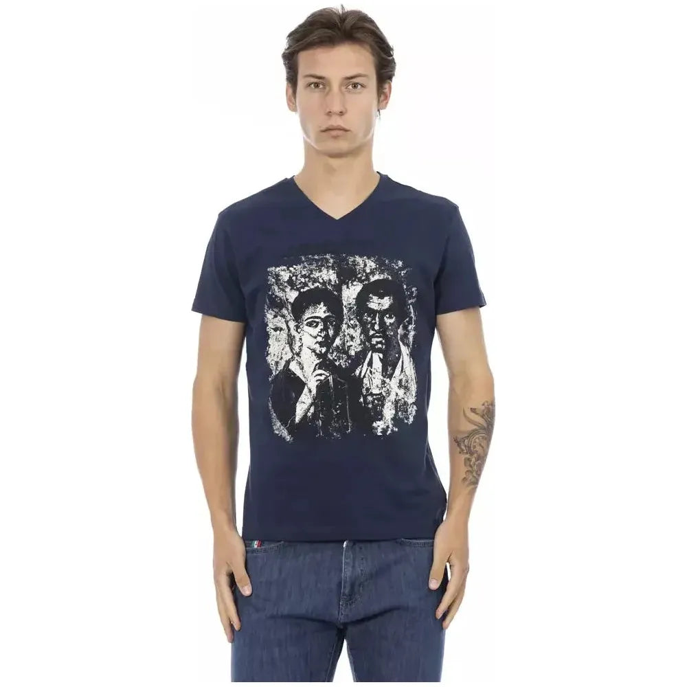 Trussardi Action Blue Cotton Men T-Shirt Trussardi Action Dark Slate Gray