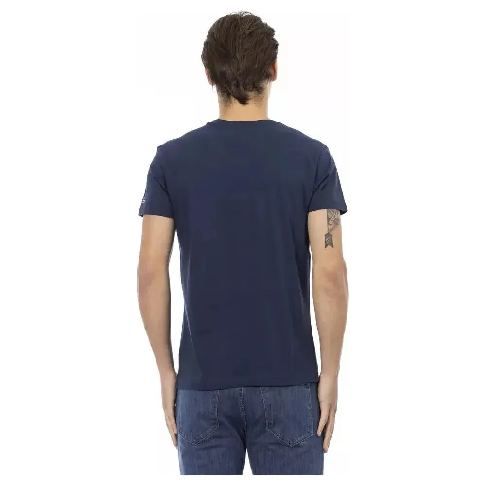Trussardi Action Blue Cotton Men T-Shirt Trussardi Action Dark Slate Gray
