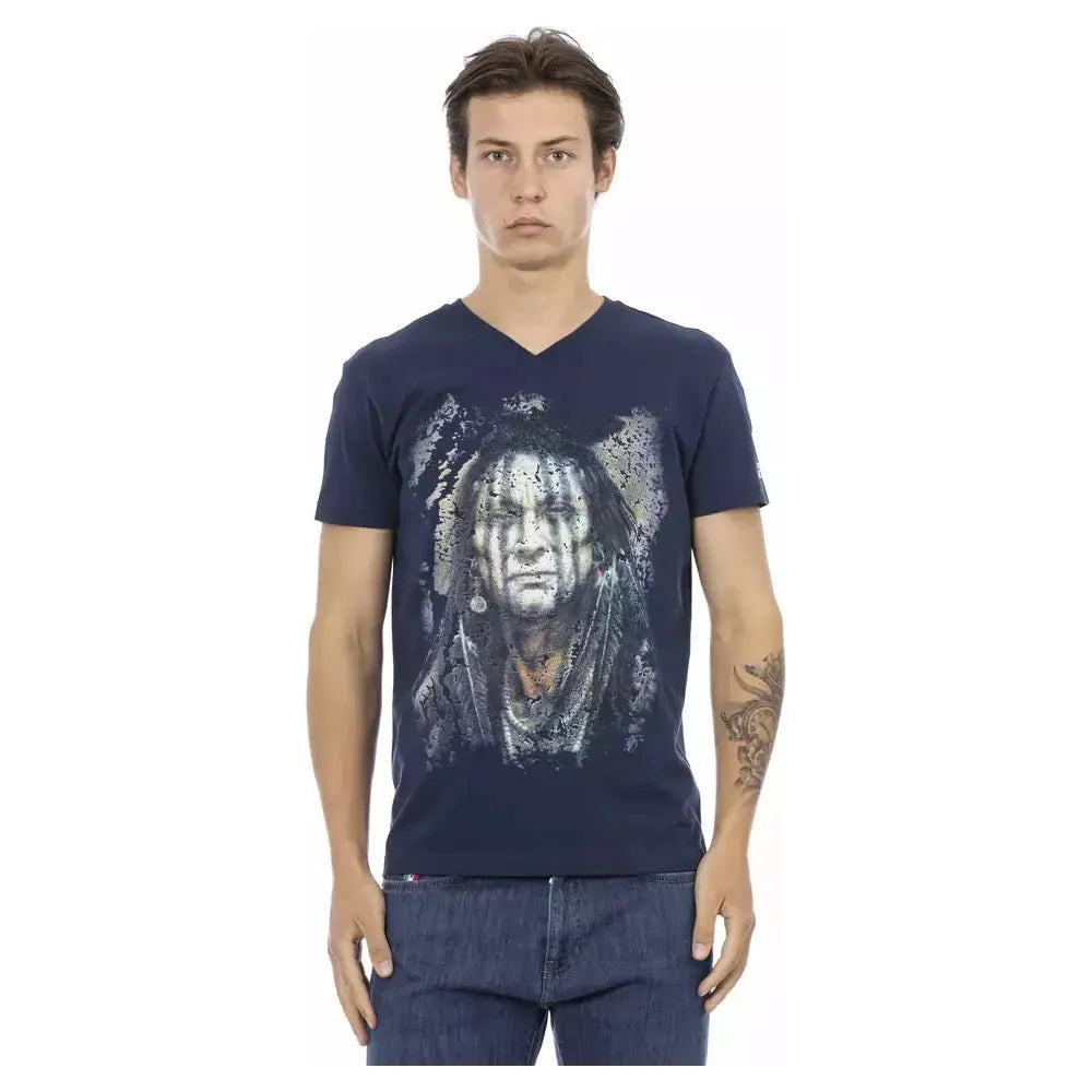 Trussardi Action Blue Cotton Men T-Shirt Trussardi Action Dark Slate Gray