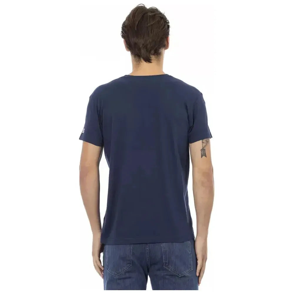 Trussardi Action Blue Cotton Men T-Shirt Trussardi Action Dark Slate Gray