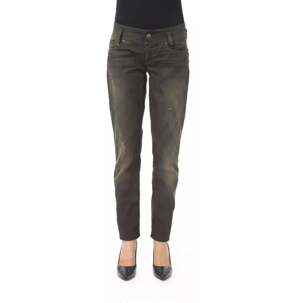 BYBLOS Black Cotton Women Jeans BYBLOS Dark Slate Gray
