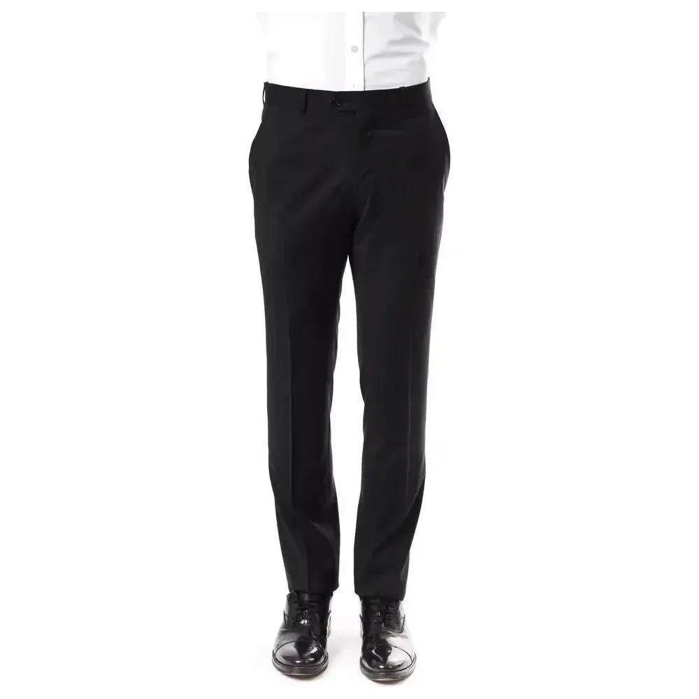Uominitaliani Gray Wool Men's Pants Uominitaliani Black