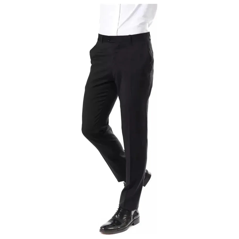 Uominitaliani Gray Wool Men's Pants Uominitaliani Black