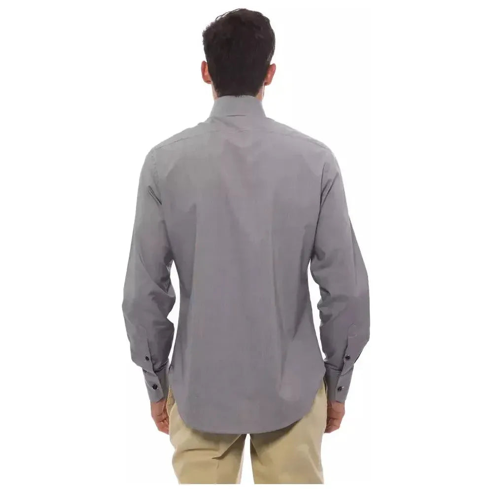 Billionaire Italian Couture Black Cotton Men Shirt Billionaire Italian Couture Slate Gray