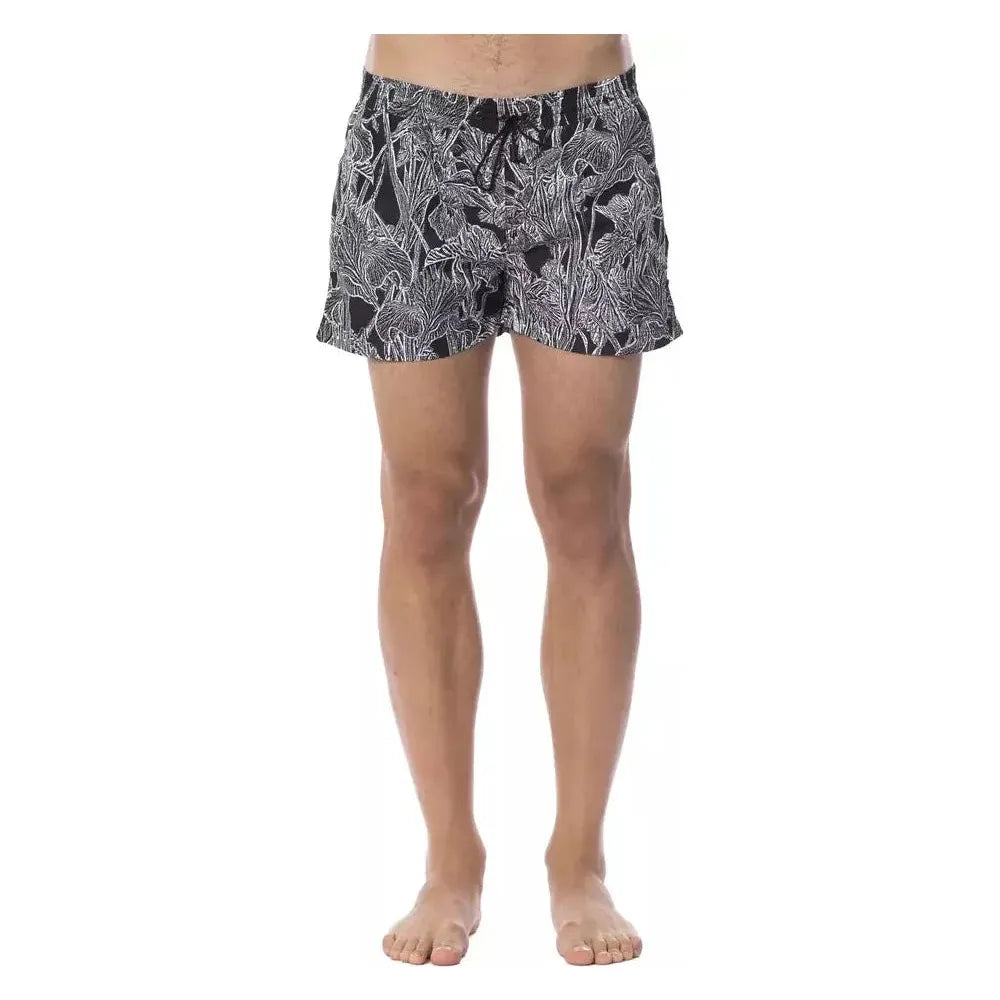 Roberto Cavalli Sport Black Polyester Men Swimsuit Roberto Cavalli Sport Rosy Brown
