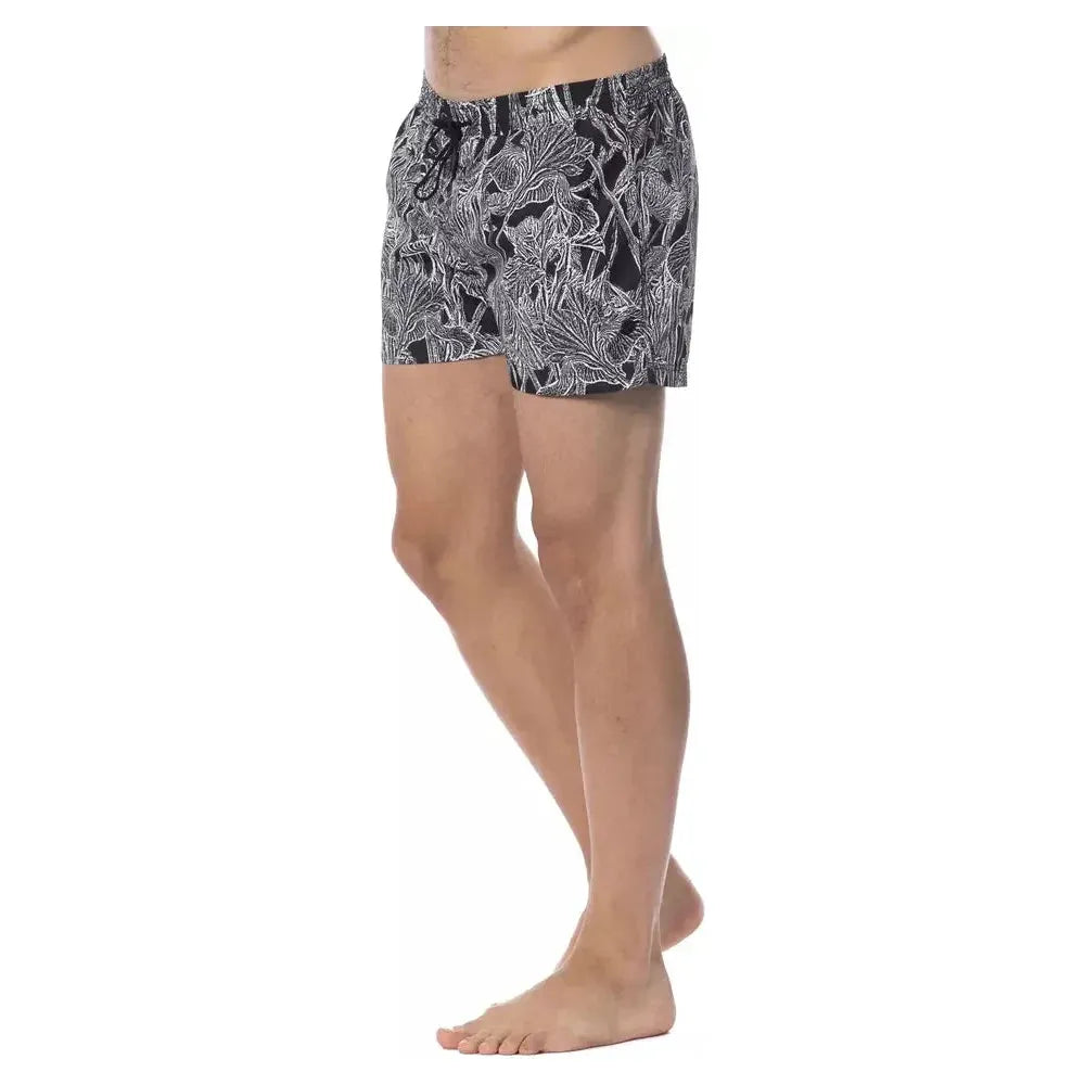 Roberto Cavalli Sport Black Polyester Men Swimsuit Roberto Cavalli Sport Rosy Brown