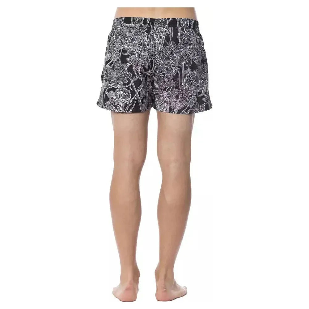 Roberto Cavalli Sport Black Polyester Men Swimsuit Roberto Cavalli Sport Rosy Brown