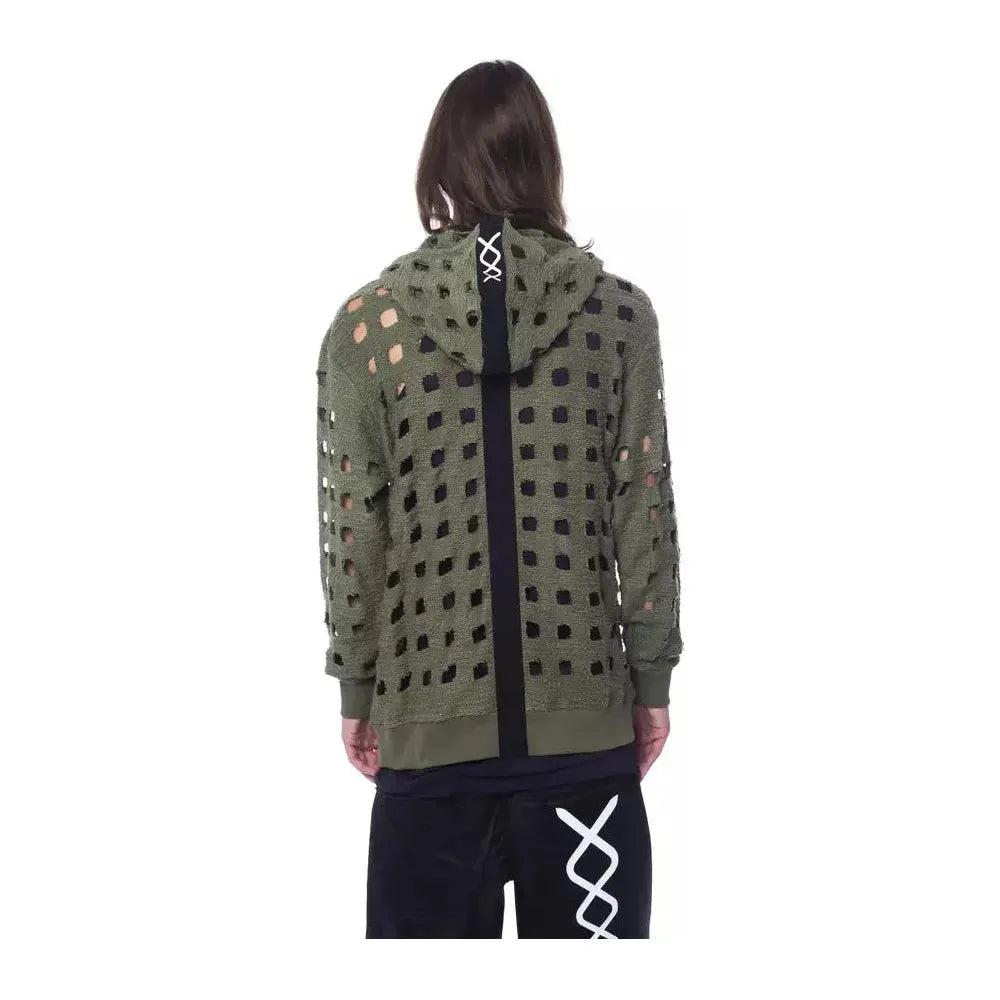 Nicolo Tonetto Army Cotton Men Sweater with Hood and Zip Closure Nicolo Tonetto Dark Slate Gray