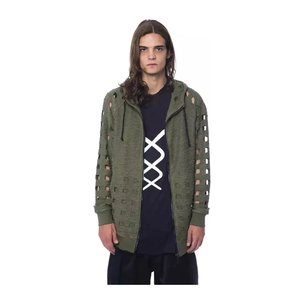 Nicolo Tonetto Army Cotton Men Sweater with Hood and Zip Closure Nicolo Tonetto Dark Slate Gray