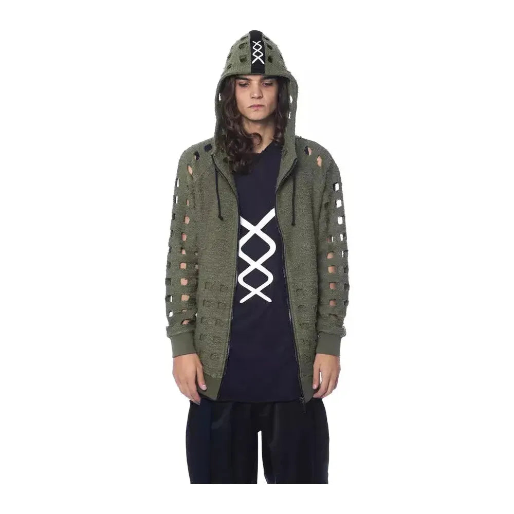 Nicolo Tonetto Army Cotton Men Sweater with Hood and Zip Closure Nicolo Tonetto Dark Slate Gray
