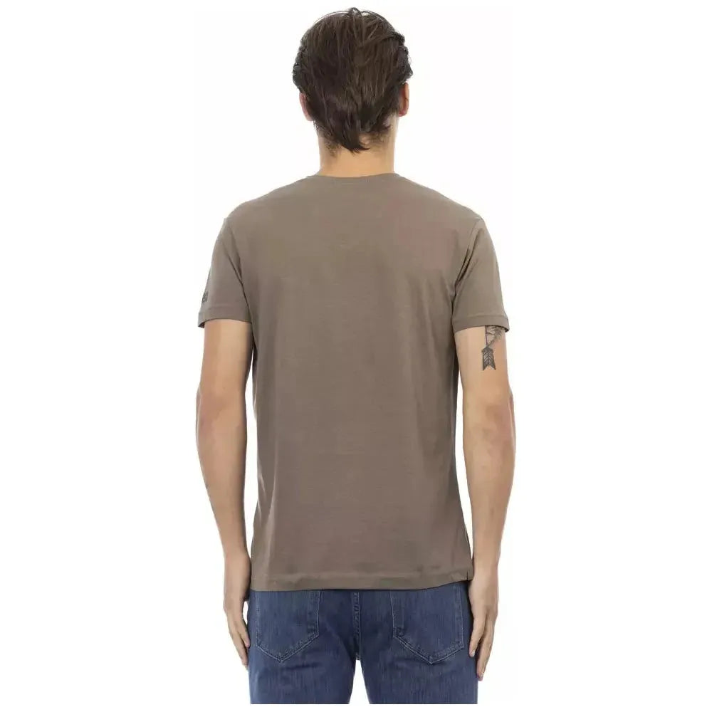 Trussardi Action Brown Cotton Men T-Shirt Trussardi Action Dim Gray