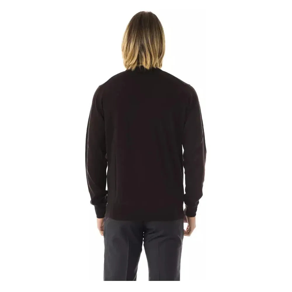 Uominitaliani Brown Merino Wool Men Sweater Uominitaliani Dark Slate Gray
