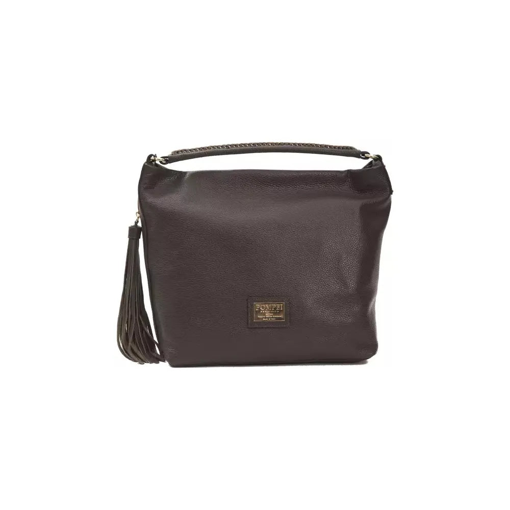 Pompei Donatella Brown Leather Women Shoulder Bag Pompei Donatella Dark Slate Gray