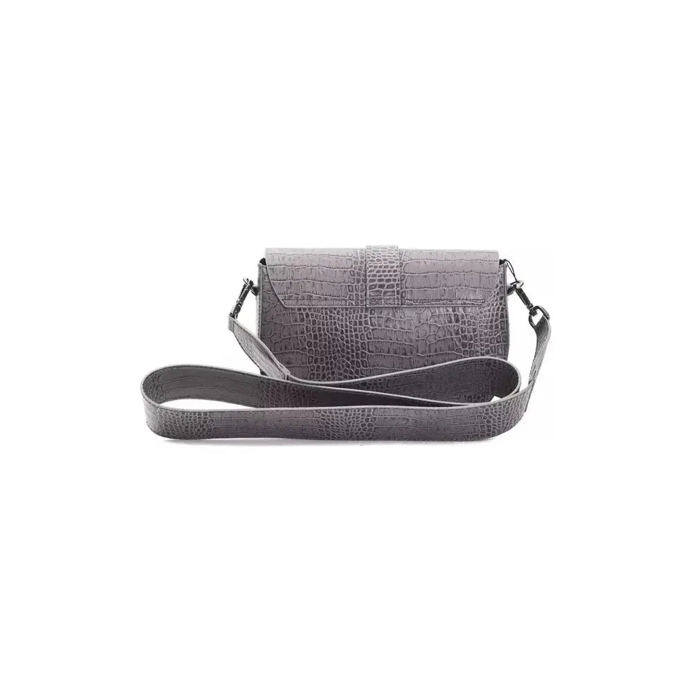 Pompei Donatella Gray Leather Women Crossbody Bag Pompei Donatella Dim Gray