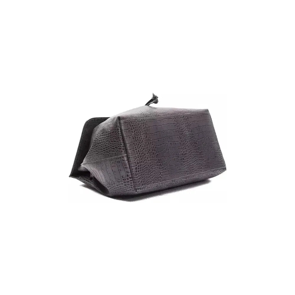 Pompei Donatella Gray Leather Women Handbag Pompei Donatella Dark Slate Gray