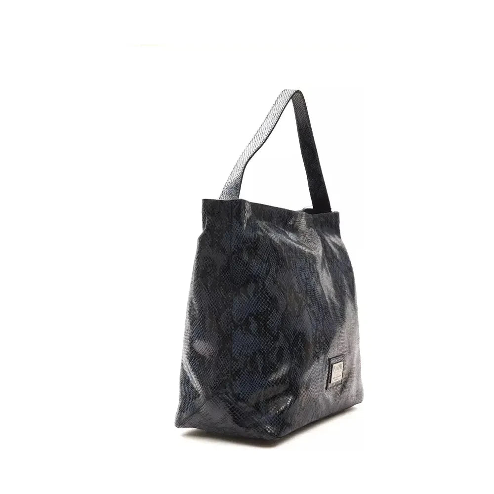 Pompei Donatella Blue Leather Women Shoulder Bag WOMAN SHOULDER BAGS Pompei Donatella Dark Slate Gray