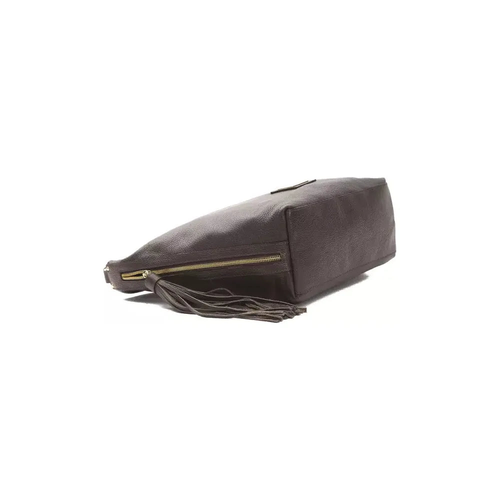 Pompei Donatella Brown Leather Women Shoulder Bag Pompei Donatella Dark Slate Gray