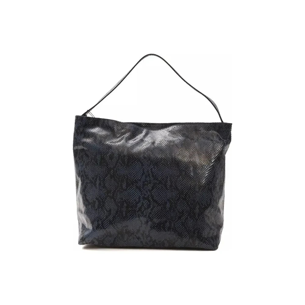 Pompei Donatella Blue Leather Women Shoulder Bag WOMAN SHOULDER BAGS Pompei Donatella Dark Slate Gray