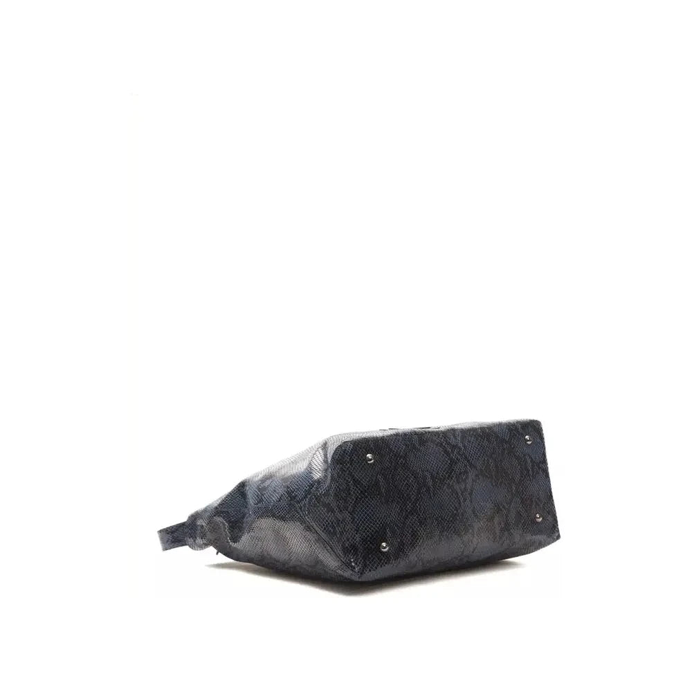 Pompei Donatella Blue Leather Women Shoulder Bag WOMAN SHOULDER BAGS Pompei Donatella Dark Slate Gray