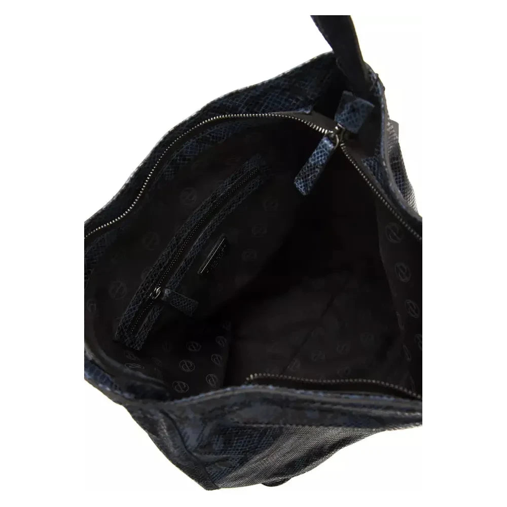 Pompei Donatella Blue Leather Women Shoulder Bag WOMAN SHOULDER BAGS Pompei Donatella Black