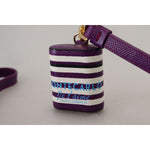 Dolce & Gabbana Purple Leather Strap Gold Metal Logo Airpods Case SMY101030