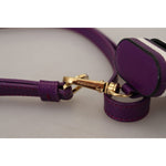 Dolce & Gabbana Purple Leather Strap Gold Metal Logo Airpods Case SMY101030