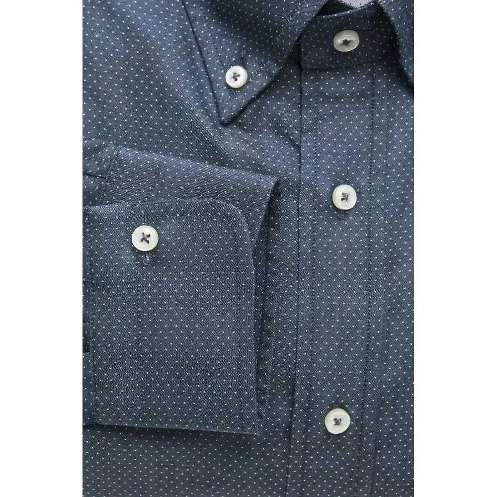 Robert Friedman "Blue Cotton Men Shirt with Button Down Design" Robert Friedman Dark Slate Gray