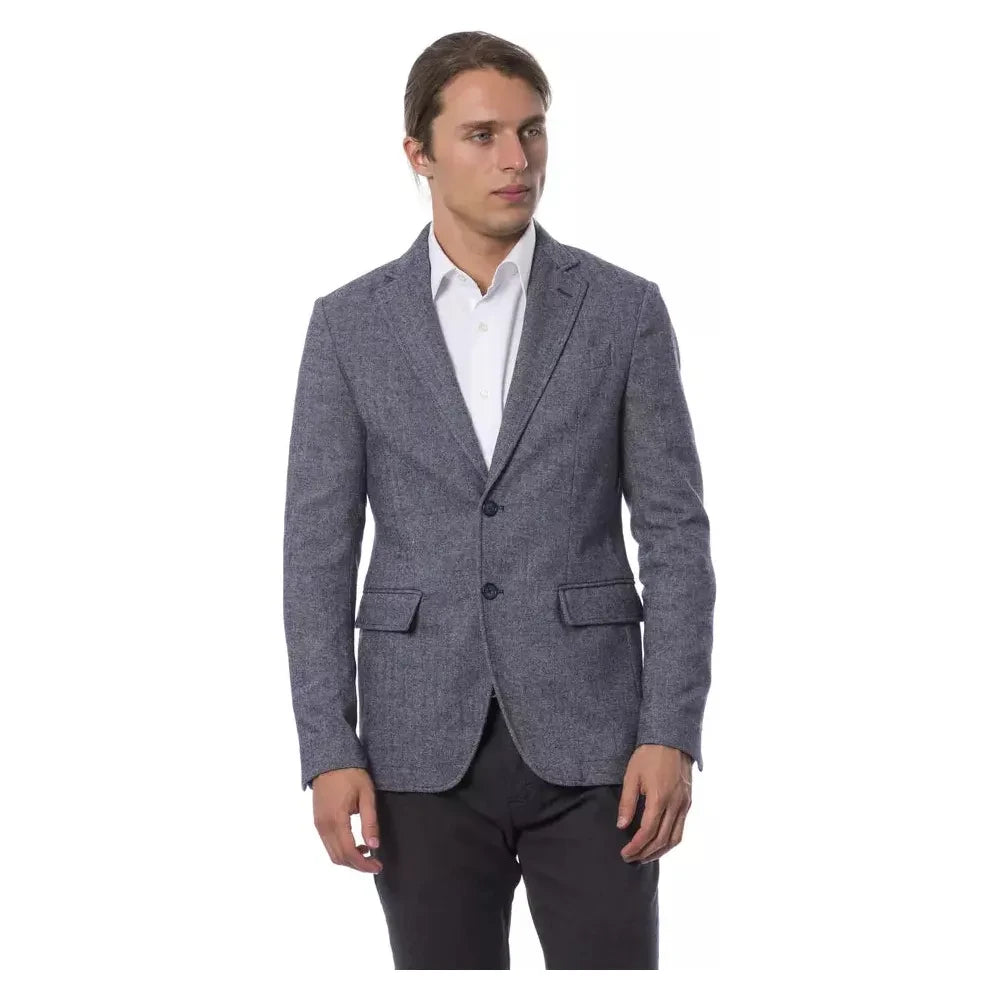 Verri Elegant Blue Single Breasted Blazer Verri Dim Gray