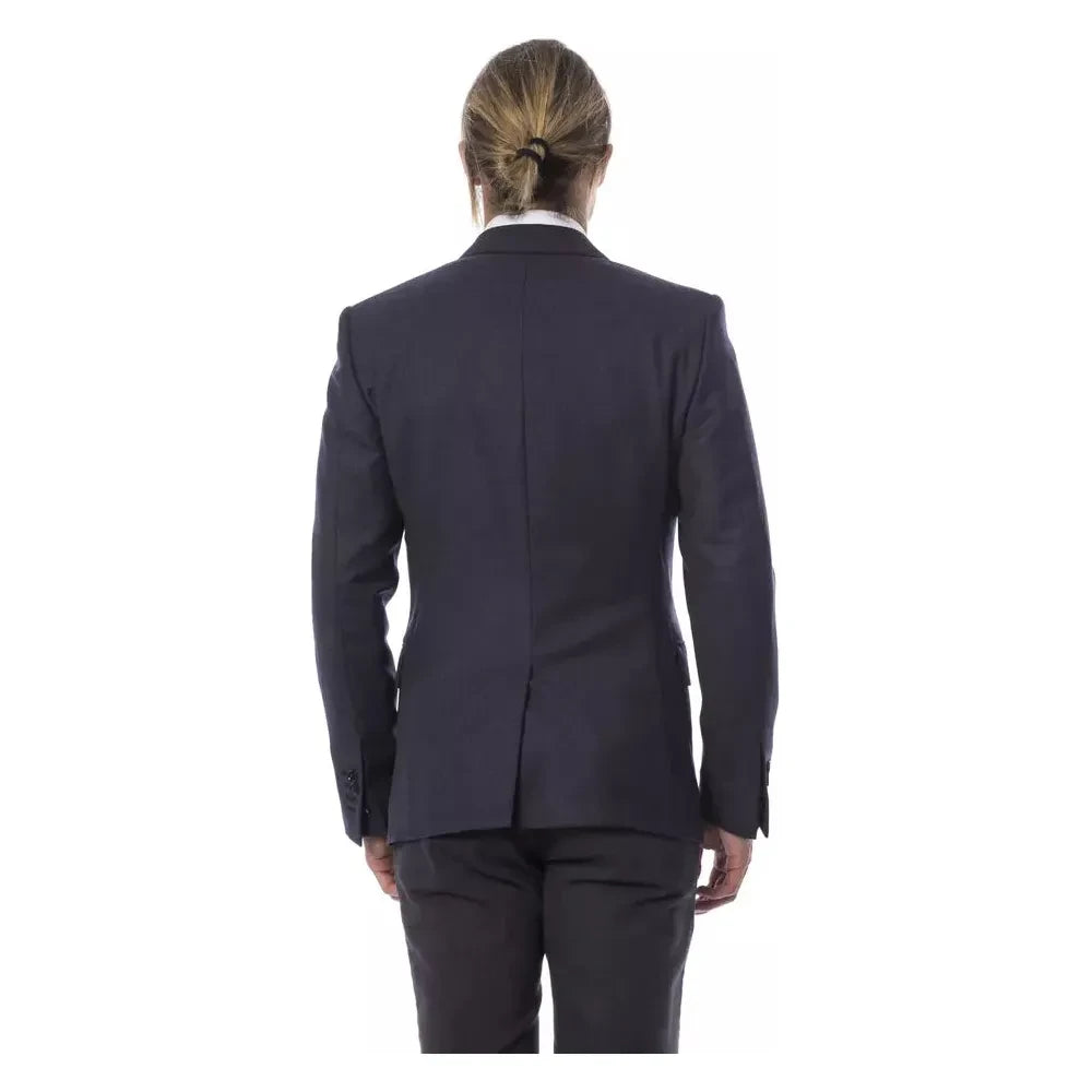 Verri Elegant Blue Wool Single-Breasted Blazer Verri Dark Slate Gray