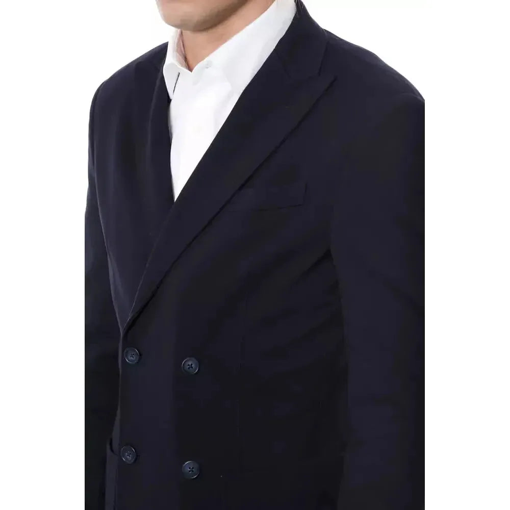 Verri Blue Viscose Men Blazer Verri Black
