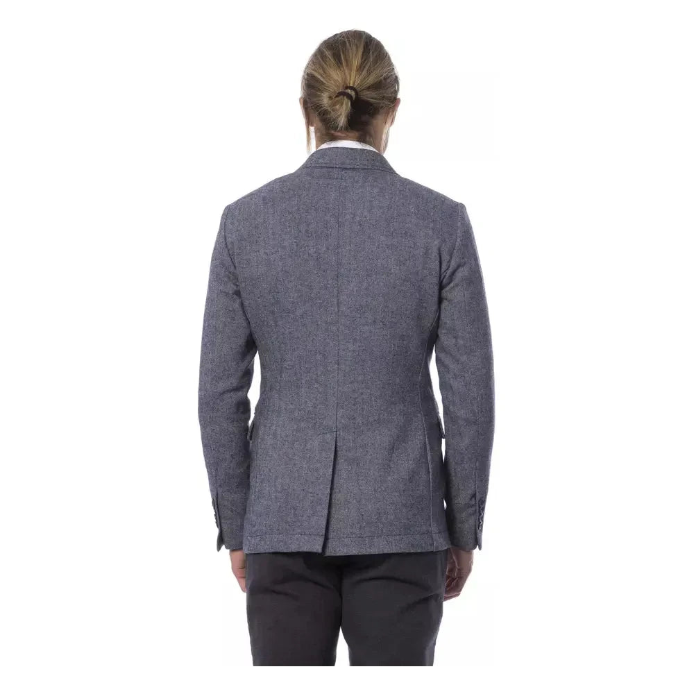 Verri Elegant Blue Single Breasted Blazer Verri Dim Gray