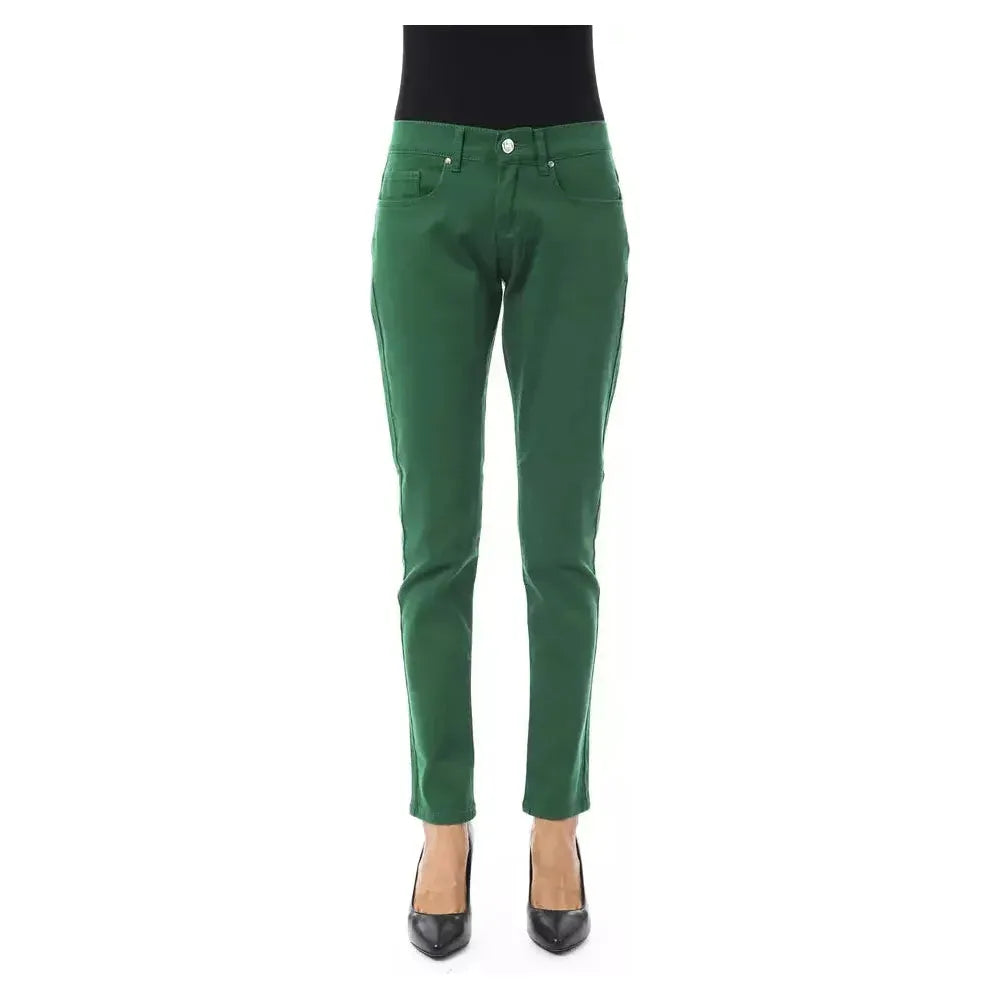 BYBLOS Green Cotton Women Pants BYBLOS Dark Slate Gray