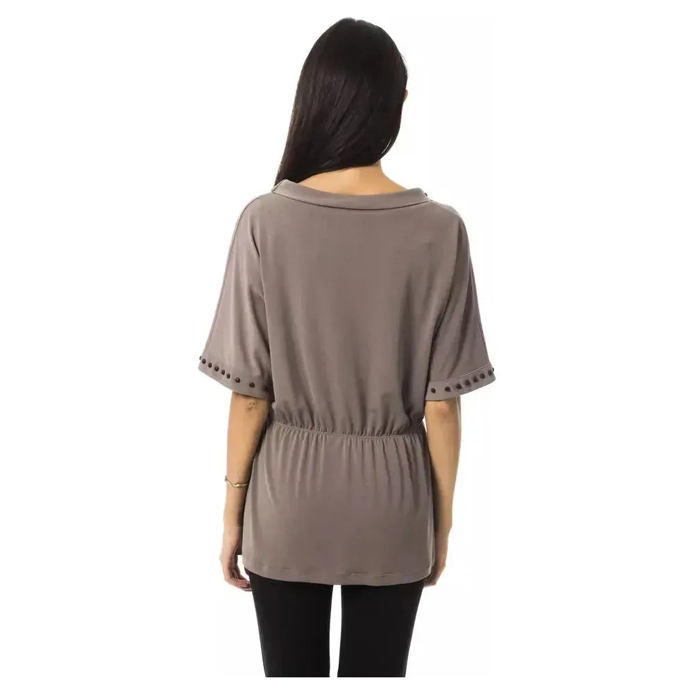 BYBLOS Gray Polyester Women T-Shirt BYBLOS Dim Gray